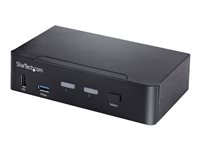 StarTech.com USB C KVM Switch, 2 Port DisplayPort KVM w/ 4K 60Hz UHD HDR Video, 3.5mm Audio, USB Type C KVM Switch, 4x USB HID and 2x USB A 3.2 Gen 1 5Gbps Hub, Thunderbolt 3/4 Compatible - Hot Key Switching (SV231DPUCA) - Omkopplare för tangentbord/video/mus/ljud/USB - 2 x KVM/ljud/USB - skrivbordsmodell - TAA-kompatibel SV231DPUCA