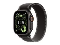 Apple Watch Ultra 3 - 49 mm - svart titan - Ja smart klocka med Trail Loop - nylonväv - svart/kolsvart - bandstorlek: M/L - 64 GB - LTE, NFC, Wi-Fi 4, UWB, Bluetooth - 5G - 61.8 g MF1H4KS/A