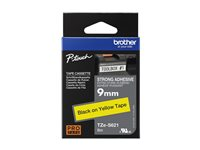 Brother TZe-S621 - Extrastark häftning - svart på gult - Rulle (0,9 cm x 8 m) 1 kassett(er) bandlaminat - för Brother PT-D210, D600, H110, H200; P-Touch PT-1880, H107, H110; P-Touch Cube Plus PT-P710 TZES621