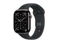 Apple Watch Series 11 (GPS + Cellular) - 46 mm - skiffer titan - smart klocka med sportband - fluoroelastomer - svart - bandstorlek: M/L - 64 GB - LTE, Wi-Fi 4, UWB, Bluetooth - 5G - 43.1 g MFD24QN/A