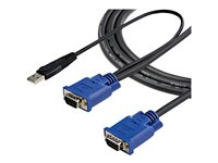StarTech.com 15 ft 2-in-1 Ultra Thin USB KVM Cable - Video/USB-kabel - USB, HD-15 (VGA) (hane) till HD-15 (VGA) (hane) - 4.57 m - svart - för P/N: CAB831HDU, RACKCONS1908, SV1631DUSBUK, SV565DUTPU, SV565UTPUL, SV831DUSBUK SVECONUS15