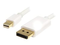 StarTech.com 1m 3 ft White Mini DisplayPort to DisplayPort 1.2 Adapter Cable M/M - DisplayPort 4k with HBR2 support - Mini DP to DP Cable (MDP2DPMM1MW) - DisplayPort-kabel - Mini DisplayPort (hane) till DisplayPort (hane) - 1 m - vit - för P/N: CDP2MDP, CDP2MDPEC, CDP2MDPFC, CDPVDHDMDP2G, CDPVDHDMDPRG, CDPVDHDMDPSG, CDPVDHMDPDP MDP2DPMM1MW