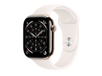 Apple Watch Series 11 (GPS + Cellular) - 46 mm - guld titan - smart klocka med sportband - fluoroelastomer - lätt rouge - bandstorlek: S/M - 64 GB - Bluetooth, LTE, Wi-Fi 4, UWB - 5G - 43.1 g MFD54QN/A