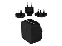 Startech 4-Port Travel USB Wall Charger - 34W/6.8A International Travel Adapter - Portable USB Charging Station (USB4PACBK) - Strömadapter - 34 watt - 6.8 A - 4 utdatakontakter (USB) - svart - för P/N: USBLT1MW, USBLT1MWS, USBLT2MBR, USBLT2MW, USBLT30CMW, USBLTM1MBK, USBLTM1MWH USB4PACBK
