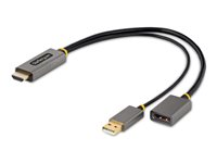 StarTech.com 1ft (30cm) HDMI to DisplayPort Adapter, Active 4K 60Hz HDMI Source to DP Monitor Adapter Cable, USB Bus Powered, HDMI 2.0 to DisplayPort Converter for Laptops/PC - Supports HDR and Ultrawide Displays (128-HDMI-DISPLAYPORT) - Adapterkabel - HDMI, USB (endast ström) hane till DisplayPort hona - 30 cm - grå, svart - aktiv, 4K60Hz (3840 x 2160) stöd, enkelriktad 128-HDMI-DISPLAYPORT