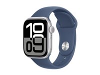 Apple Watch Series 10 (GPS) - 42 mm - silveraluminium - smart klocka med sportband - fluoroelastomer - denim - bandstorlek: M/L - 64 GB - Wi-Fi 4, UWB, Bluetooth - 30 g MWWC3QN/A