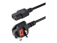 StarTech.com 3 m brittisk nätsladd för datorer, 18AWG, BS 1363 till C13, 10A 250V, svart AC-ersättningsnätsladd, IEC-kabel/brittisk nätsladd, strömförsörjningskabel för datorer, tv-/bildskärmskabel - Strömkabel - power IEC 60320 C13 till BS 1363 (hane) - 3 m - svart PXT101UK3M