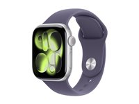 Apple Watch Series 11 (GPS + Cellular) - 42 mm - silveraluminium - smart klocka med sportband - fluoroelastomer - lila dimma - bandstorlek: M/L - 64 GB - LTE, Wi-Fi 4, UWB, Bluetooth - 5G - 29.7 g MF8J4QN/A