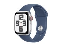 Apple Watch SE (GPS + Cellular) - 2a generation - 40 mm - silveraluminium - smart klocka med sportband - fluoroelastomer - denim - bandstorlek: S/M - 32 GB - LTE, Wi-Fi 4, Bluetooth - 4G - 27.8 g MXGF3QN/A