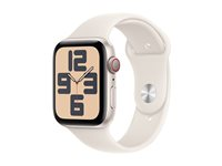 Apple Watch SE (GPS + Cellular) - 2a generation - 44 mm - stjärnljusaluminium - smart klocka med sportband - fluoroelastomer - starlight - bandstorlek: S/M - 32 GB - LTE, Wi-Fi 4, Bluetooth - 4G - 33 g MXGT3QN/A