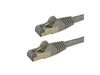 StarTech.com 1.5m CAT6A Ethernet Cable, 10 Gigabit Shielded Snagless RJ45 100W PoE Patch Cord, CAT 6A 10GbE STP Network Cable w/Strain Relief, Grey, UL Certified Wiring/TIA - Category 6A - 26AWG (6ASPAT150CMGR) - Patch-kabel - RJ-45 (hane) till RJ-45 (hane) - 1.5 m - STP - CAT 6a - formpressad, hakfri - grå 6ASPAT150CMGR