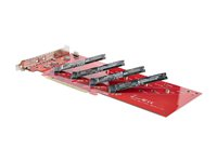 StarTech.com Quad M.2 PCIe Adapter Card, x16 Quad NVMe or AHCI M.2 SSD to PCI Express 4.0, Up to 7.8GBps/Drive, For 2242/2260/2280/22110mm PCIe M-Key M2 SSDs, Bifurcation Required - PC/Linux Compatible (QUAD-M2-PCIE-CARD-B) - Gränssnittsadapter - M.2 - Expansionsfack till 4 x M.2 - M.2 Card - låg profil - RAID 0, 1, JBOD - PCIe 4.0 x16/x8 - röd QUAD-M2-PCIE-CARD-B