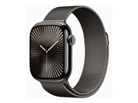 Apple Watch Series 10 (GPS + Cellular) - 42 mm - skiffer titan - smart klocka med milanesisk loop - nät av rostfritt stål - skiffer - handledsstorlek: 130-180 mm - 64 GB - LTE, Wi-Fi 4, UWB, Bluetooth - 4G - 34.4 g MX053QN/A