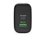 PORT Connect - Strömadapter - GaN - 65 Watt - 3.25 A - PD, QC 3.0 - 2 utdatakontakter (USB typ A, 24 pin USB-C) - Europa 902104EU