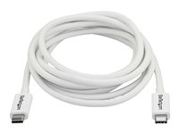 StarTech.com 6.6ft (2m) Thunderbolt 3 Cable, 20Gbps, 100W PD, 4K Video, Thunderbolt-Certified, Compatible w/ TB4/USB 3.2/DisplayPort - Thunderbolt-kabel - 24 pin USB-C (hane) till 24 pin USB-C (hane) - USB 3.1 Gen 2 / Thunderbolt 3 / DisplayPort 1.2 - 2 m - stöd för 4K - vit - för P/N: CDP2HDUACP, CDP2HDUACPW TBLT3MM2MW
