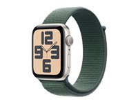 Apple Watch SE (GPS) - 2a generation - 44 mm - stjärnljusaluminium - smart klocka med sportögla - mjukt nylon i dubbla lager - sjögrön - handledsstorlek: 130-200 mm - 32 GB - Wi-Fi 4, Bluetooth - 32.9 g MXEW3QN/A