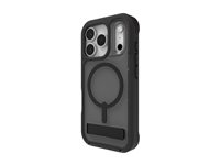 ZAGG Rainier Snap - Baksidesskydd för mobiltelefon - robust - med fällbart ställ - MagSafe-kompatibilitet - grafen - rök svart - för Apple iPhone 17 Pro 702319174