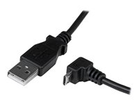 StarTech.com 2m Micro USB Cable Cord - A to Down Angle Micro B - Down Angled Micro USB Cable - 1x USB A (M), 1x USB Micro B (M) - Black (USBAUB2MD) - USB-kabel - mikro-USB typ B (hane) till USB (hane) - USB 2.0 - 2 m - 90° kontakt, formpressad - svart USBAUB2MD
