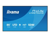 iiyama ProLite LH8675UHS-B2AG - 86" Diagonal klass (85.6" visbar) LED-bakgrundsbelyst LCD-skärm - digital skyltning - med inbyggd mediespelare, SDM Slot PC - 4K UHD (2160p) 3840 x 2160 - svart (ram), matt finish LH8675UHS-B2AG