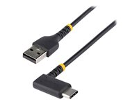 StarTech.com 1ft (30cm) USB A to C Charging Cable Right Angle, Heavy Duty Fast Charge USB-C Cable, USB 2.0 A to Type-C, Durable and Rugged Aramid Fiber, 3A, S20/iPad/Pixel - High Quality USB Charging Cord (R2ACR-30C-USB-CABLE) - USB-kabel - USB (hane) rak till USB-C (hane) högervinklad - Thunderbolt 3 / USB 2.0 - 3 A - 30 cm - svart R2ACR-30C-USB-CABLE