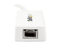 StarTech.com USB 3.0 to Gigabit Ethernet Adapter NIC w/ USB Port (White) - USB 3.0 NIC - 10/100/1000 Mbps USB 3.0 LAN Adapter (USB31000SPTW) - Nätverksadapter - USB 3.0 - Gigabit Ethernet - vit USB31000SPTW