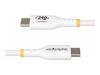 StarTech.com 2m USB C Charging Cable, USB-IF Certified USB-C Cable, 240W - USB-kabel - 24 pin USB-C (hane) till 24 pin USB-C (hane) - USB 2.0 - 48 V - 5 A - 2 m - USB-strömförsörjning (240W), utökat effektområde (EPR), Stöd för Power Delivery 3,1, halogenfri, passiv - vit USB2EPR2MW