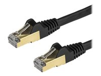 StarTech.com Cat6a Ethernet-kabel - skärmad (STP) - 0,5 m, svart - Patch-kabel - RJ-45 (hane) till RJ-45 (hane) - 50 cm - STP - CAT 6a - hakfri - svart 6ASPAT50CMBK