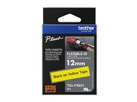 Brother TZe-FX631 - Svart på gult - Rulle (1,2 cm x 8 m) 1 kassett(er) flexibel ID-tejp - för Brother PT-D210, D600, H110; P-Touch PT-1005, D200, D410, D450, D460, D610, E550, H110 TZEFX631