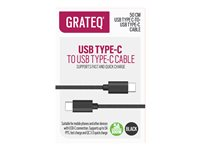 GRATEQ - USB-kabel - USB-C (hane) till USB-C (hane) - AC 100-240 V - 5 A - 50 cm - USB-strömförsörjning (100W) - svart 85064QC