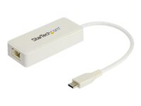 StarTech.com USB-C Ethernet-adapter med extra USB 3.0-port - vit - Nätverksadapter - USB-C - Gigabit Ethernet + USB 3.1 Gen 2 - vit US1GC301AUW