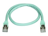 StarTech.com 50cm CAT6A Ethernet Cable, 10 Gigabit Shielded Snagless RJ45 100W PoE Patch Cord, CAT 6A 10GbE STP Network Cable w/Strain Relief, Aqua, Fluke Tested/UL Certified Wiring/TIA - Category 6A - 26AWG (6ASPAT50CMAQ) - Patch-kabel - RJ-45 (hane) till RJ-45 (hane) - 50 cm - STP - CAT 6a - hakfri - havsblå 6ASPAT50CMAQ