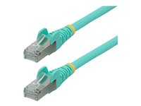 StarTech.com 1.5m CAT6a Ethernet Cable - Aqua - Low Smoke Zero Halogen (LSZH) - 10GbE 500MHz 100W PoE++ Snagless RJ-45 w/Strain Reliefs S/FTP Network Patch Cord - Patch-kabel - RJ-45 (hane) till RJ-45 (hane) - 1.5 m - S/FTP - CAT 6a - IEEE 802.3bt - hakfri, tvinnad, formpressad, halogenfri - havsblå NLAQ-150-CAT6A-PATCH