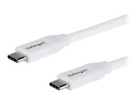 StarTech.com USB C to USB C Cable - 6 ft / 2m - 5A PD - M/M - White - USB 2.0 - USB-IF Certified - USB Type C Cable - USB C Charging Cable (USB2C5C2MW) - USB-kabel - 24 pin USB-C (hane) till 24 pin USB-C (hane) - Thunderbolt 3 / USB 2.0 - 5 A - 2 m - vit USB2C5C2MW