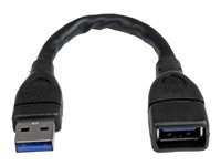 StarTech.com USB 3.0 A-till-A förlängningskabel – 15 cm, svart - USB-förlängningskabel - USB typ A (hona) till USB typ A (hane) - USB 3.0 - 15.2 cm - formpressad - svart - för P/N: 35FCREADBU3, HB30A4AIB, HB30C4AIB, HB31C4AB, SU2DUPERA11, USB3SAA3MBK USB3EXT6INBK