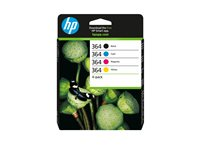 HP 364 - 4-pack - svart, gul, cyan, magenta - original - bläckpatron - för Deskjet 35XX; Photosmart 55XX, 55XX B111, 65XX, 7510 C311, 7520, Wireless B110 N9J73AE