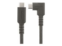 StarTech.com 1.6ft (50cm) Rugged Right Angle USB-C Cable, USB 3.2 Gen 2 (10 Gbps), USB C to C Data Transfer Cable, 4K 60Hz DP Alt Mode, 100W Power Delivery - 90 Degree USB-C Cable (RUSB31CC50CMBR) - USB-kabel - 24 pin USB-C (hane) rak till 24 pin USB-C (hane) högervinklad - USB 3.2 Gen 2 - 50 cm - robust, 4K60Hz stöd - svart RUSB31CC50CMBR