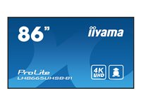 iiyama ProLite LH8665UHSB-B1 - 86" Diagonal klass LED-bakgrundsbelyst LCD-skärm - digital skyltning - Android - 4K UHD (2160p) 3840 x 2160 - svart LH8665UHSB-B1