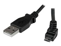 StarTech.com 2m Micro USB Cable Cord - A to Up Angle Micro B - Up Angled Micro USB Cable - 1x USB A (M), 1x USB Micro B (M) - Black (USBAUB2MU) - USB-kabel - mikro-USB typ B (hane) till USB (hane) - USB 2.0 - 2 m - 90° kontakt, formpressad - svart USBAUB2MU