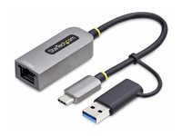 StarTech.com 2.5GbE USB-C to Ethernet Adapter with USB-A Converter - Nätverksadapter - USB-C 3.2 Gen 1 / Thunderbolt 3 - 10M/100M/1G/2.5 Gigabit Ethernet - rymdgrå U2GA-USB-C-ETHERNET