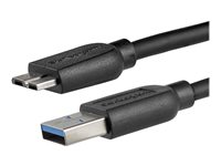 StarTech.com Slim Micro USB 3.0 kabel – 2 m - USB-kabel - Micro-USB typ B (hane) till USB typ A (hane) - USB 3.0 - 2 m - formpressad - svart - för P/N: BNDTBUSB3142, HBS304A24A, PEXUS313AC2V, PEXUSB311A1E, PEXUSB314A2V2, S251BMU3FP USB3AUB2MS