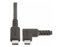 StarTech.com 1.6ft (50cm) Rugged Right Angle USB-C Cable, USB 3.2 Gen 2 (10 Gbps), USB C to C Data Transfer Cable, 4K 60Hz DP Alt Mode, 100W Power Delivery - 90 Degree USB-C Cable (RUSB31CC50CMBR) - USB-kabel - 24 pin USB-C (hane) rak till 24 pin USB-C (hane) högervinklad - USB 3.2 Gen 2 - 50 cm - robust, 4K60Hz stöd - svart RUSB31CC50CMBR