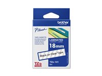 Brother TZe-141 - Standardlim - svart på klar - Rulle (1,8 cm x 8 m) 1 kassett(er) bandlaminat - för Brother PT-P750, P950; P-Touch PT-D800; P-Touch Cube PT-P910; P-Touch Cube Plus PT-P710 TZE141