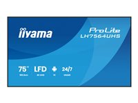 iiyama ProLite LH7564UHS-B1AG - 75" Diagonal klass (74.5" visbar) LED-bakgrundsbelyst LCD-skärm - digital skyltning - med inbyggd SoC-mediespelare - 4K UHD (2160p) 3840 x 2160 - svart ram med matta ytor LH7564UHS-B1AG