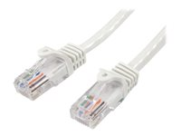 StarTech.com Cat5e patchkabel med hakfria RJ45-kontakter – 1 m, vit - Patch-kabel - RJ-45 (hane) till RJ-45 (hane) - 1 m - UTP - CAT 5e - stigare, hakfri - vit 45PAT1MWH