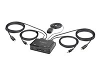 StarTech.com 2-Port USB-C Cable KVM Switch, 4K 60Hz DisplayPort Output, Compact KVM with 4ft/1.2m USB Type-C/Audio Integrated Cables, Bus Powered - Remote Push-Button/Hotkey Switching (C2-D46-UC2-CBL-KVM) - Omkopplare för tangentbord/video/mus/ljud - kompakt - 2 x KVM/ljud - 1 lokal användare - skrivbordsmodell C2-D46-UC2-CBL-KVM