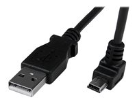 StarTech.com Down Angle Mini USB Cable - 2m - Black - USB A to Mini USB B - USB to Mini USB Cable - Mini USB Charger - USB A to Mini B (USBAMB2MD) - USB-kabel - USB (hane) till mini-USB typ B (hane) - USB 2.0 - 2 m - formpressad, 90° anslutning - svart USBAMB2MD