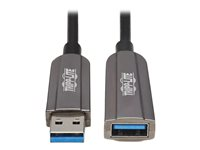 Eaton Tripp Lite Series USB-A 3.2 Gen 1 CL3-Rated Fiber Active Optical Cable (AOC) - Extension/Repeater, A/A M/F, Black, 10 m - USB-förlängningskabel - USB typ A (hane) till USB typ A, mikro-USB typ B (hona) - USB 3.2 Gen 1 - 10 m - Active Optical Cable (AOC) - svart, ljusgrå U330F-10M-G1