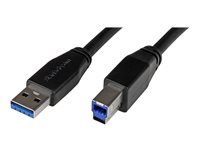 StarTech.com Aktiv USB 3.0 USB-A till USB-B-kabel - 5 m - USB-kabel - USB Type B (hane) till USB typ A (hane) - USB 3.0 - 5 m - formpressad - svart - för P/N: ST1030USBM USB3SAB5M