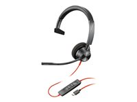 Poly Blackwire 3310 - Blackwire 3300 series - headset - på örat - kabelansluten - USB-C - svart 767F8AA