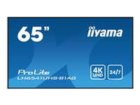 iiyama ProLite LH6541UHS-B1AG - 65" Diagonal klass (64.5" visbar) LED-bakgrundsbelyst LCD-skärm - digital skyltning - 4K UHD (2160p) 3840 x 2160 - svart ram med blank yta LH6541UHS-B1AG